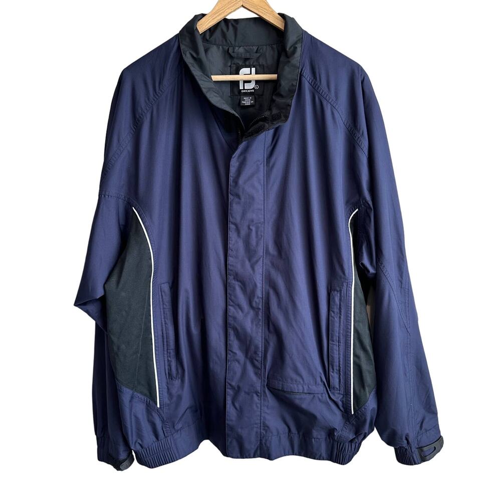 Footjoy DryJoy Men's Full Zip Rain Windbreaker Golf Jacket Navy L